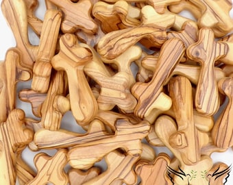 Olive Wood Comfort Cross: Hand Carved Prayer Palm Cross - Bethlehem