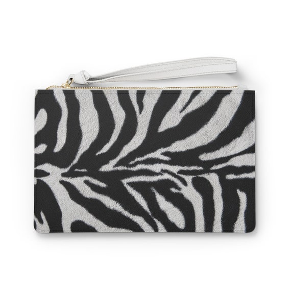 Zebra Print Clutch Bag Vegan Leather Etsy