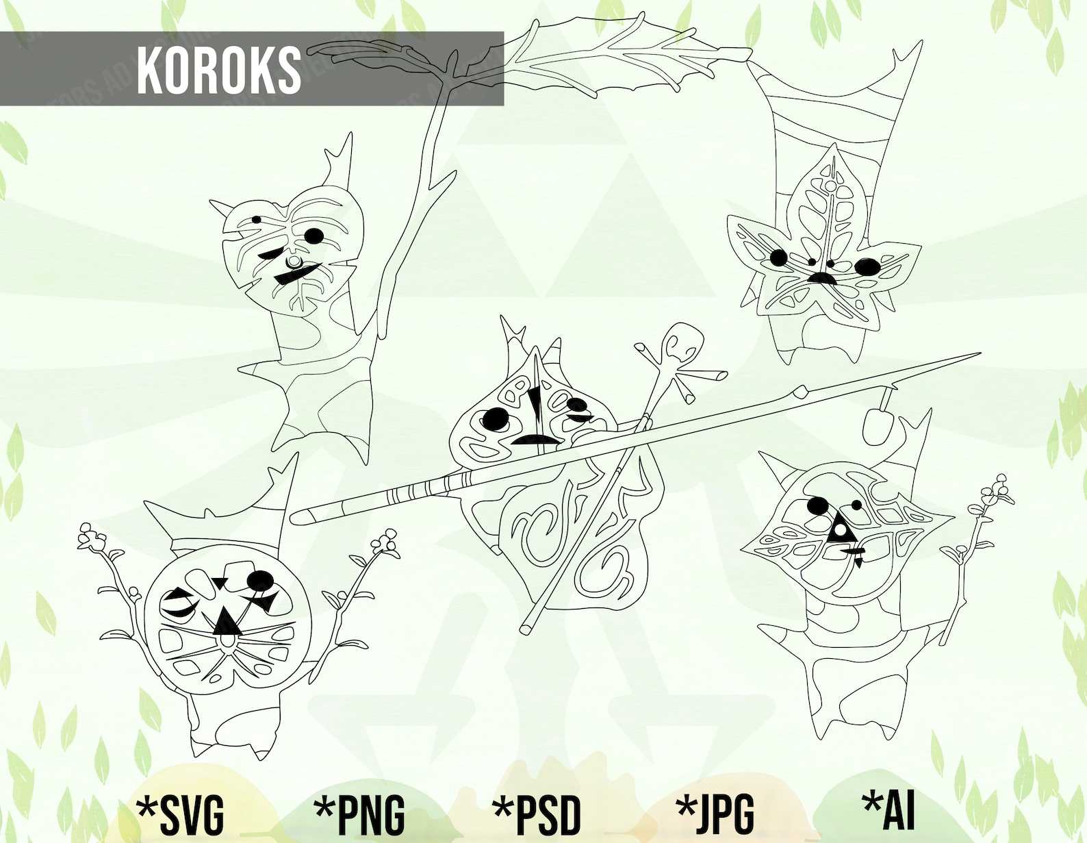 Zelda Korok Outline Bundle SVG Clipart Koroks Outline Cut Etsy