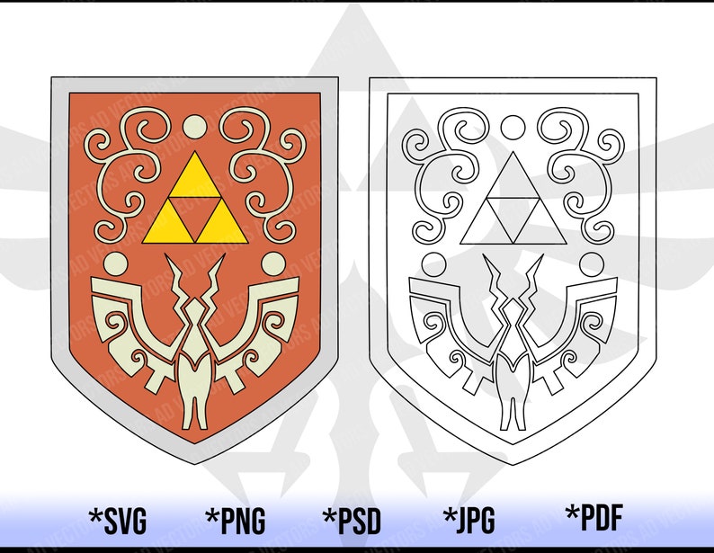 Download Zelda Wind Waker Shield And Outline Svg Clipart Link Shield Cut File Zelda Wind Waker Shield And Outline Png Printable File Clip Art Art Collectibles