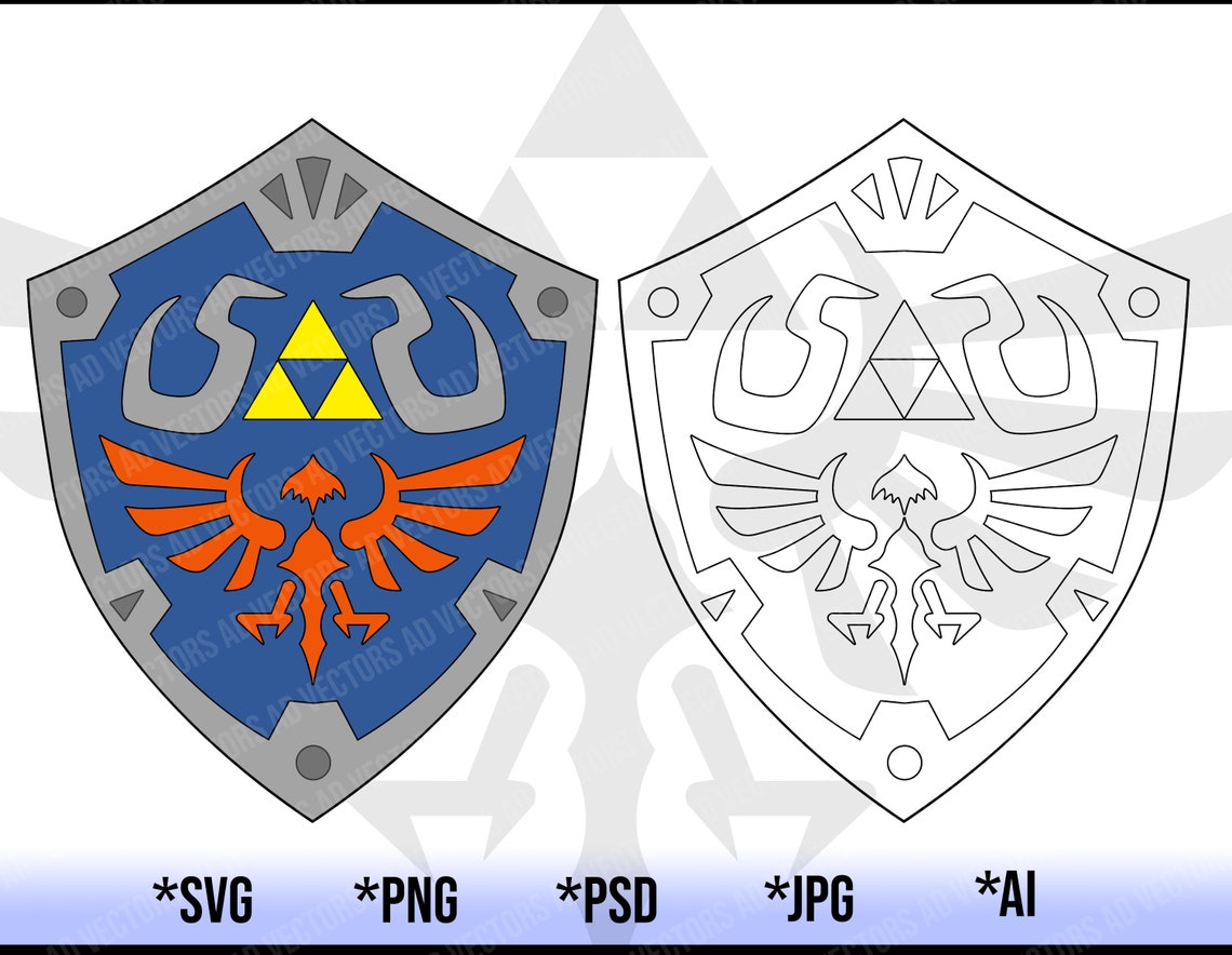 Zelda Hylian Shield and outline SVG Clipart Link Shield Cut | Etsy