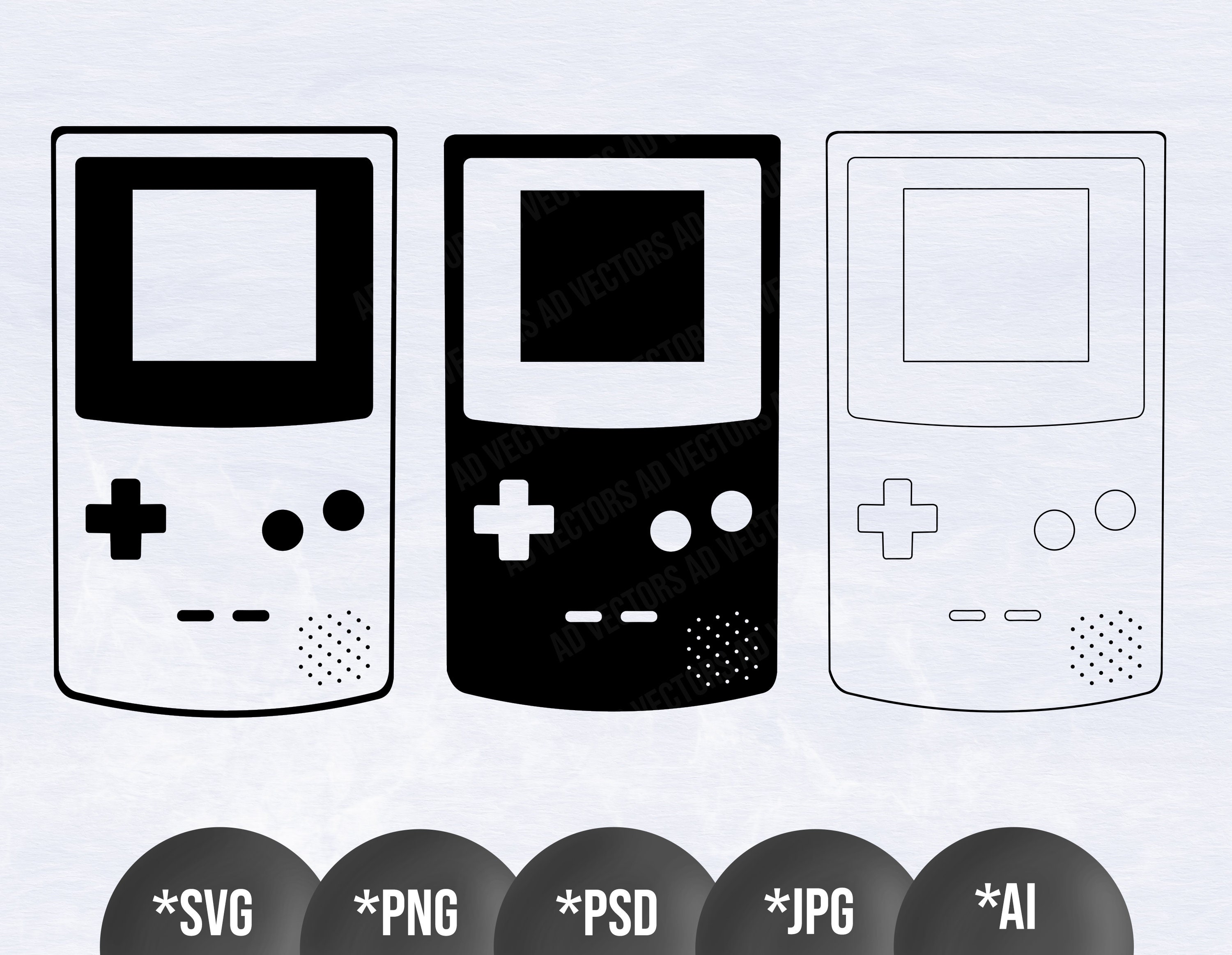Download Gameboy Outline Svg Bundle Gameboy Silhouette And Outline Etsy