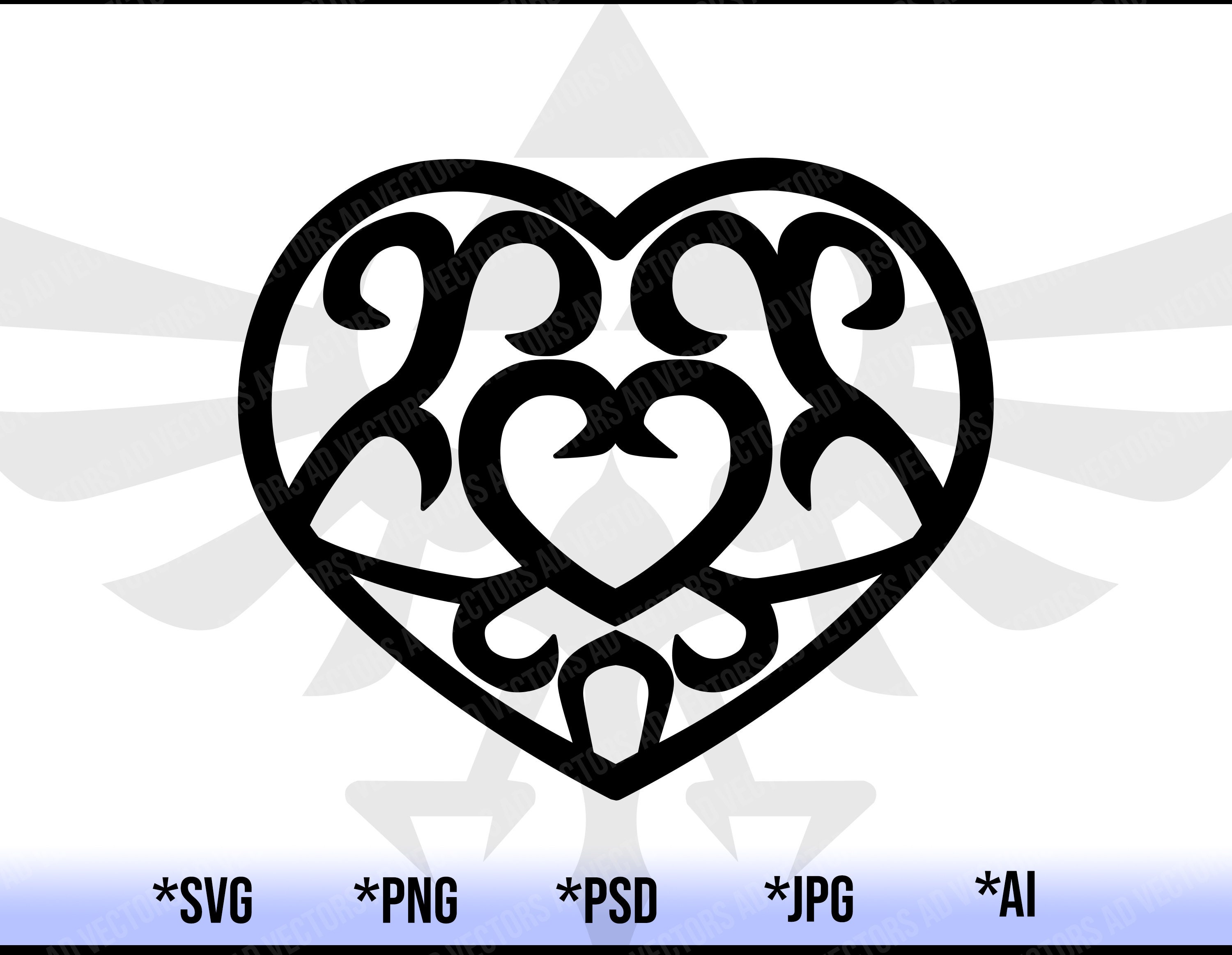 Zelda Heart SVG Clipart Heart Cut file Zelda Heart PNG Etsy