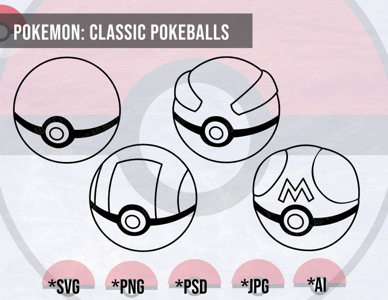 Download Art Collectibles Clip Art Ultra Ball Pokemon Pokeball Perspective Outline Bundle Svg Clipart Master Ball Png Printable File Poke Ball Great Ball Cut File