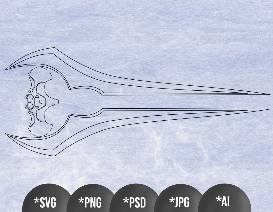 Energy Sword Color and Outline SVG Clipart Halo Energy Sword Etsy