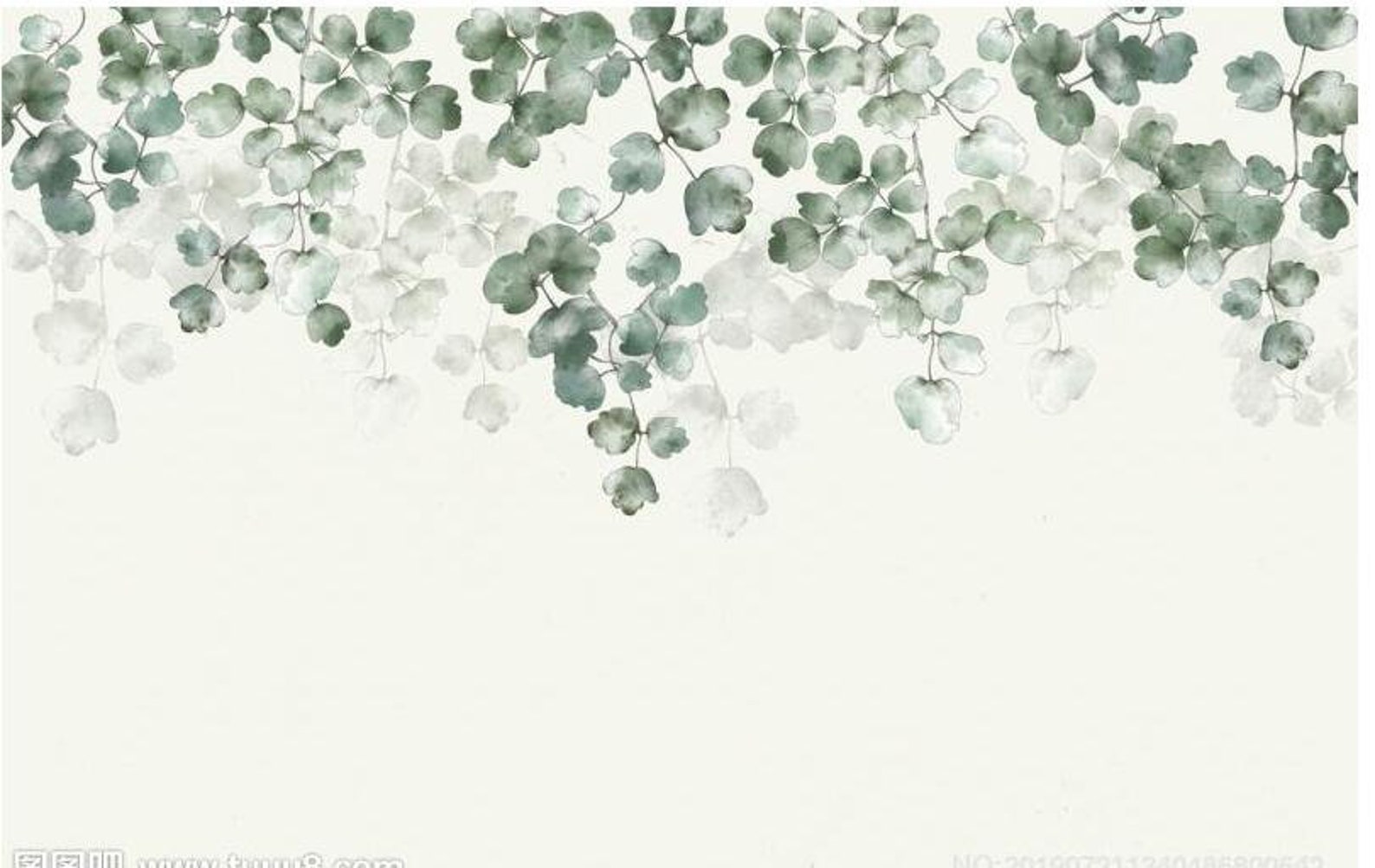 Simple Hanging Leaves Watercolor Leaves Wall Murals Modern Etsy