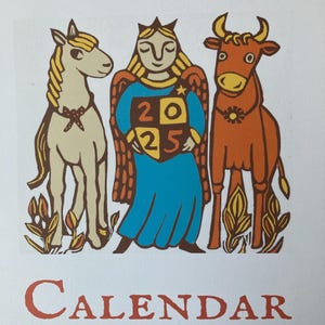 Calendario 2025 "Angeli e animali" da linoleum