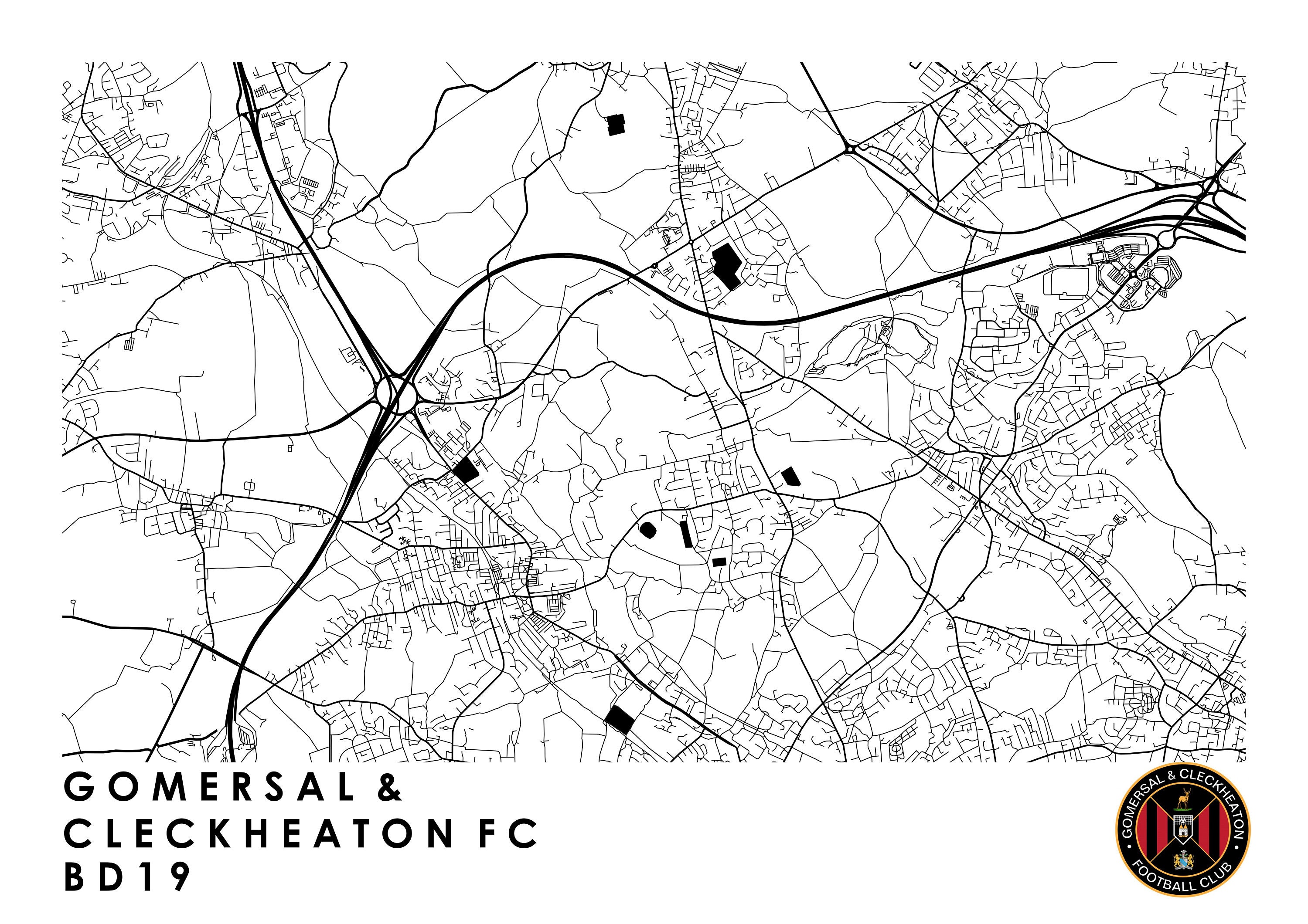 Gomersal & Cleckheaton FC Map Poster Landscape Black Etsy España Gomersal & Cleckheaton FC Map Poster Landscape Black Etsy España