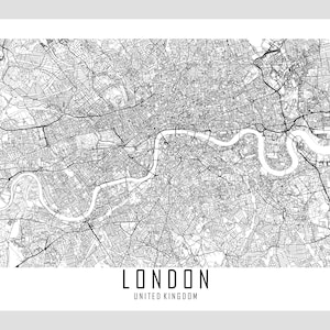 Landscape London Map Poster Black