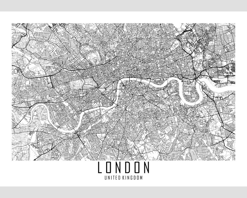Landscape London Map Poster Black