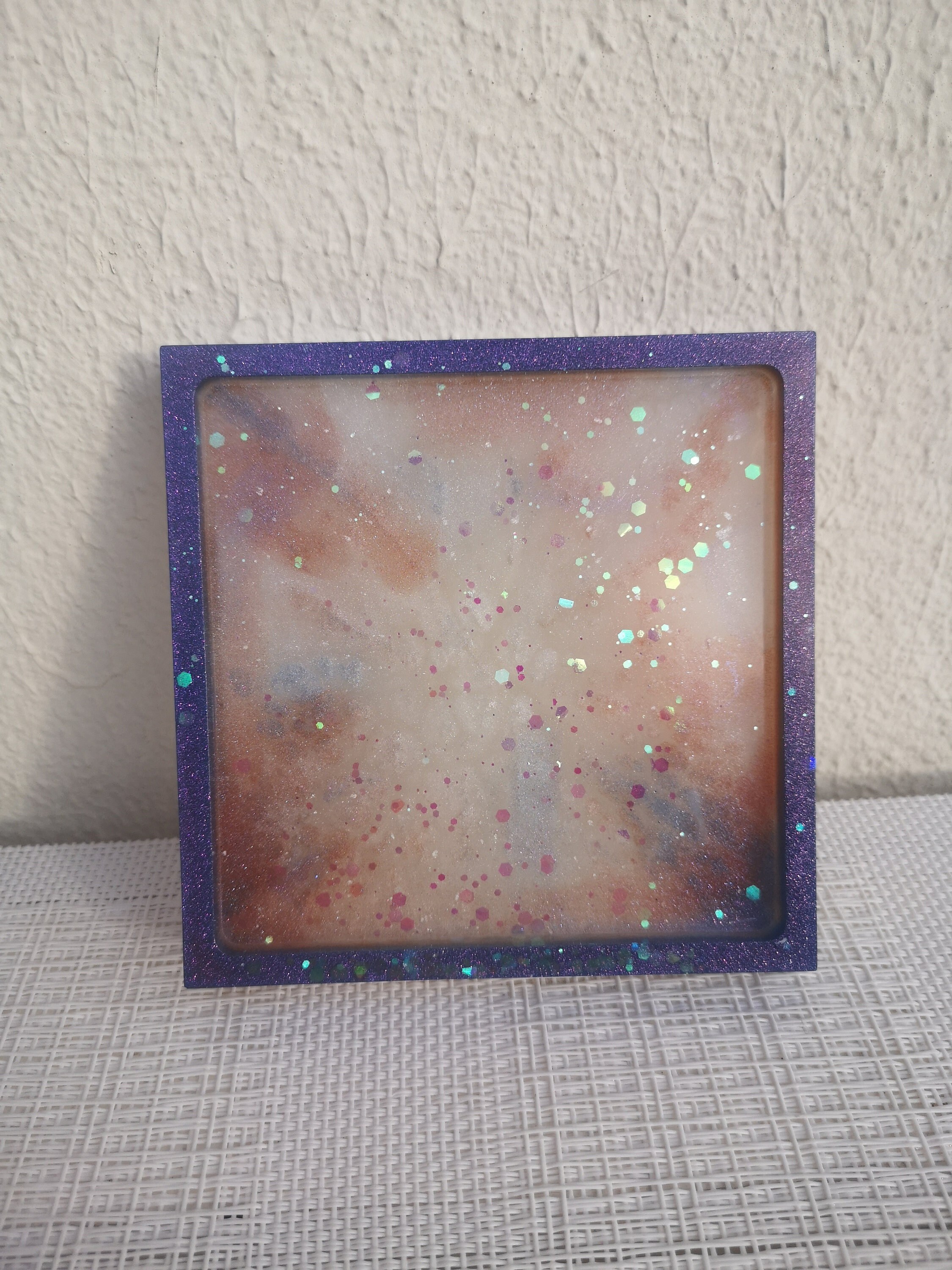 Coupelle Carrée en Résine Pailletée