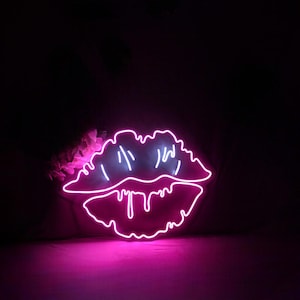 Lips Wall Sign, LED Neon Lights, Business Sign, Beauty Salon Logo Décor, Lips Neon Sign, Perfect for Aesthetics Clinics & Reception Areas