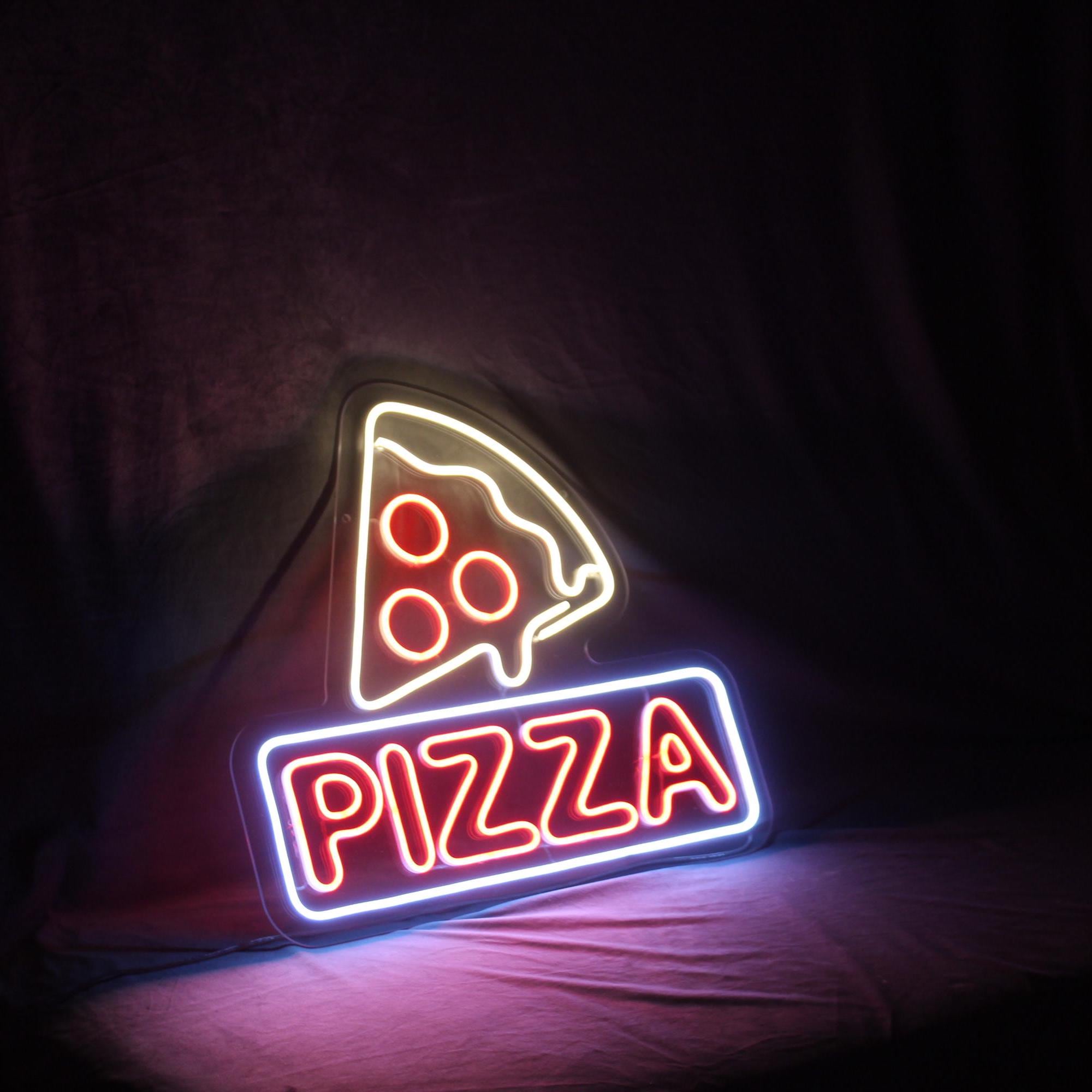 Pizza Neon Sign Custom Food Neon Sign Art for Fast Food Shop Sign Restaurant Wall Decor Light Shop Signage Handmade Pizza Lover Opening Gift
