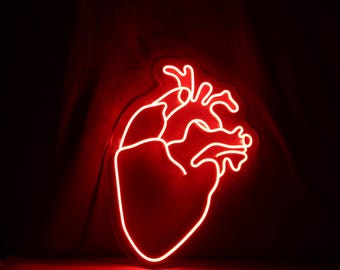 Enseigne néon Human Heart – Art mural LED anatomique pour la maison, le bureau ou une décoration médicale
