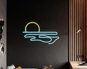 Letrero de neón LED de puesta de sol, decoración de playa para el hogar, arte de pared