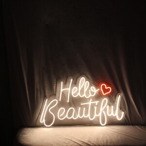Hello Beautiful Sign, Neon Sign Salon Decor, Teen Girls Room Decor ...