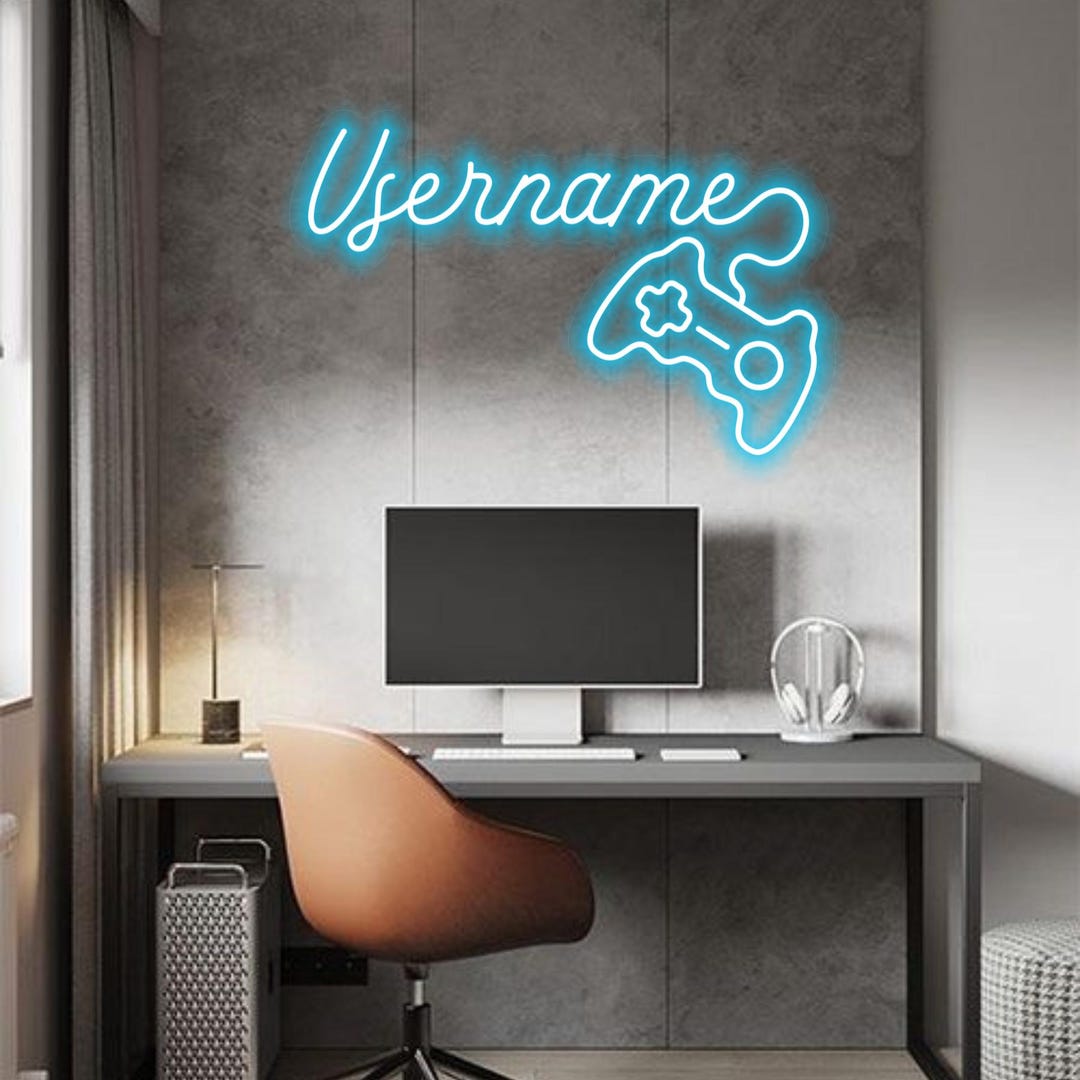 Gamer Name Sign Gamer Name Neon Sign Personalized, Game Pad LED Sign, Custom Username ...