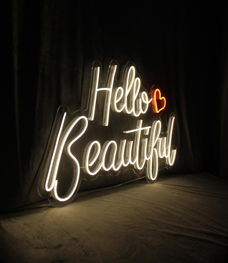 Hello Beautiful Sign, Neon Sign Salon Decor, Teen Girls Room Decor ...