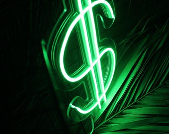 Dollar Neon Sign, Dollar Neon Art, Money Symbol Light, Money Neon Sign, Illuminated Wall Sign, Unique Neon Decor, Home Office Light