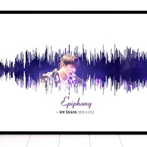 Gift Ideas K-pop BTS Blue Grey Poster Sound Wave Customizable Print Poster Digital Download Song