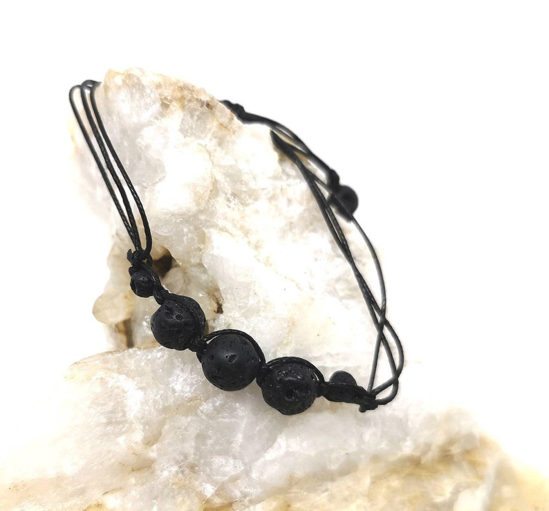 Macrame Healing Stones Reiki Chakra Gemstone Bracelet Lava Stone Yoga Bracelet Root Chakra