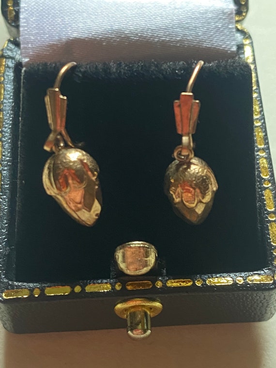 Victorian rose gold acorn earrings