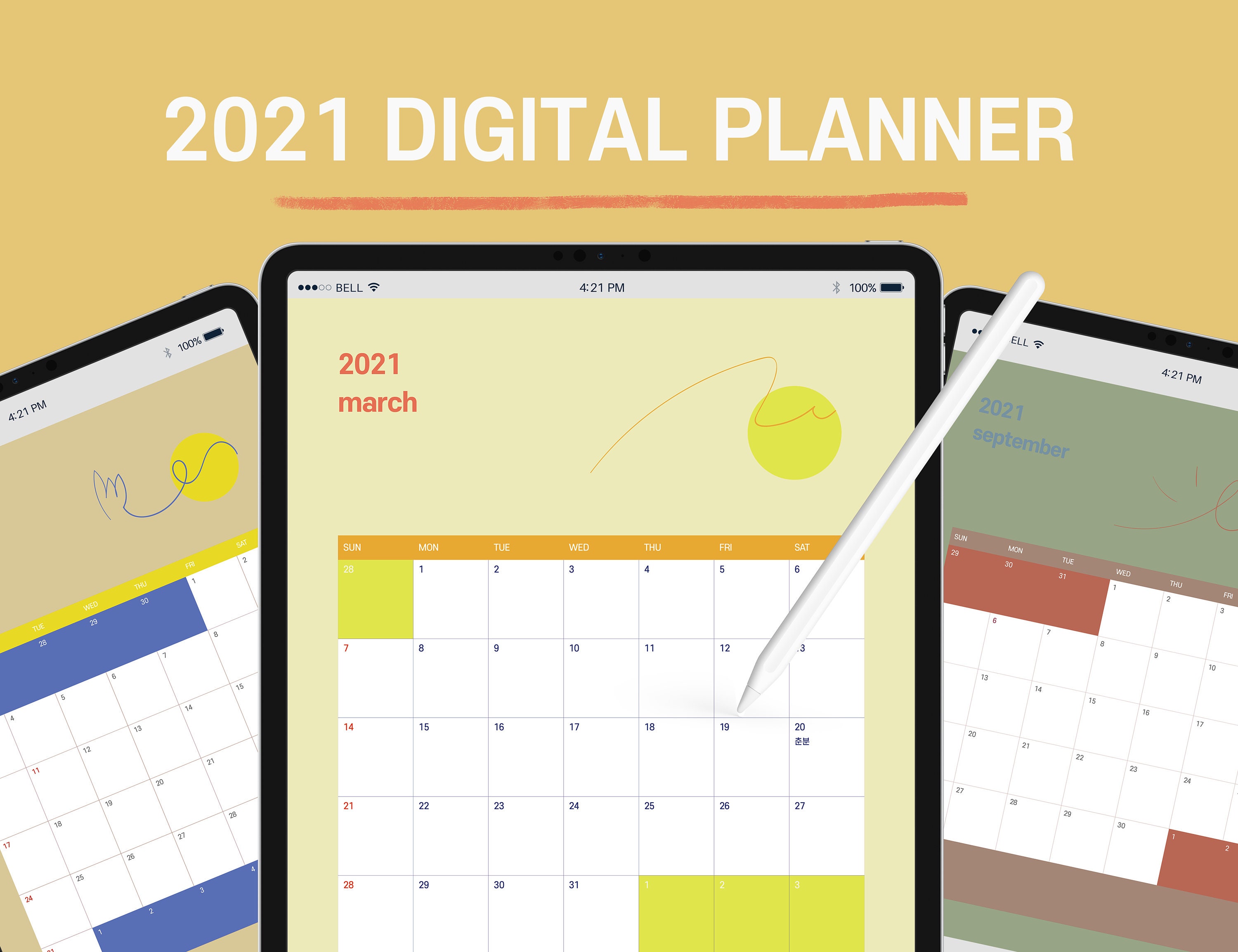Printable 2021 Digital Calendar Line Art Warm Aesthetic - Etsy