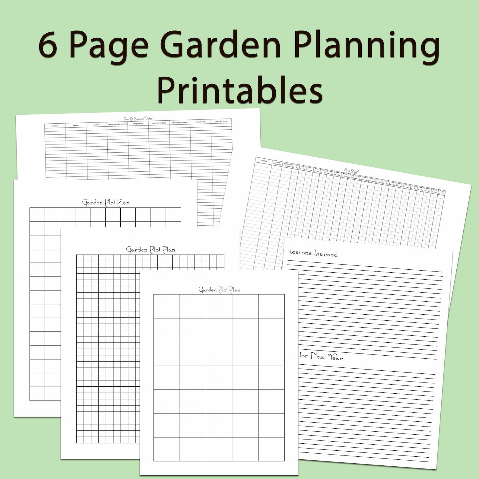Garden Planning Printable Pages Template Reusable Worksheet for