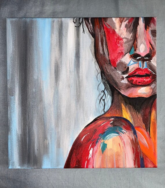 Abstract acrylic portrait painting Etsy