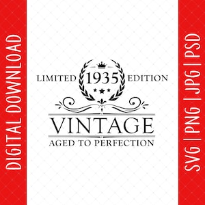 90th In 2025  Birthday Vintage 1935 Digital Download - 90th Birthday Gifts For Men Women Mom Dad Grandparent, 90th Birthday Svg, 90 Year Old