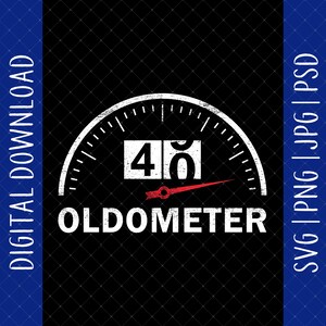 40 Oldometer 40º aniversário digital para download - presentes de 40º aniversário para homens, mulheres, amigos, ela, ele, cartão de aniversário de 40 anos, pôster, arquivos svg