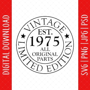 Vintage 1975 50. Geburtstag Digitaler Download - 50. Geburtstagsgeschenk für Männer Frauen, 50
