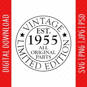 70th In 2025 Birthday Vintage 1955 Digital Download - 70th Birthday Gift For Men Women, 70th Birthday Svg, 70th Birthday Decoration Card Svg