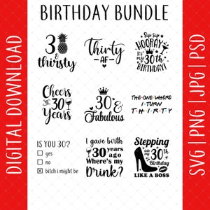 30. Geburtstag 9 Design Bundle Digitaler Download - 30 Geburtstag, 30. Geburtstagsgeschenke für Männer Frauen, 30. Geburtstag svg, 30. Geburtstagsgeschenke