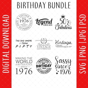 50th Birthday 9 Design Bundle Digital Download - 50th Birthday Decor, 50th Birthday Gifts For Men Women, 50th Birthday Card Poster Svg Files image 1