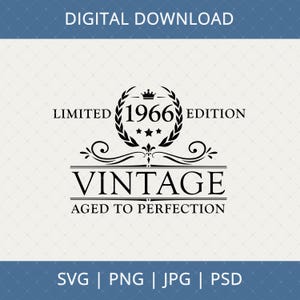 60th In 2026 Birthday Vintage 1966 Digital Download - 60th Birthday Gifts For Men Women, 60th Birthday Decoration Svg, 60 Year Old Svg