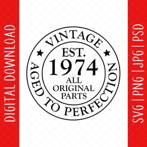 50th In 2024 Birthday Vintage 1974 Digital Download - 50th Birthday Gifts For Men Women Friends, 50 Year Old Svg, 50th Birthday Decorations