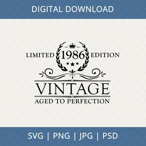 Download digitale vintage per il 40° compleanno del 1986 - Regali per il 40° compleanno per uomini e donne, SVG per il 40° compleanno, Decorazione per il 40° compleanno, 40 anni