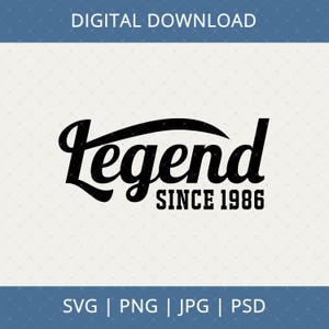 Legende sinds 1986 40e verjaardag digitale download - 40e verjaardagscadeau voor mannen vrouwen, 40e verjaardagsideeën, 40e verjaardag decoraties Svg-bestand