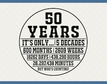 50th Birthday Counting Funny Digital Download - 50th Birthday Svg, 50th Birthday Gifts For Men Women, 50th Birthday Party, 50 Year Old Svg
