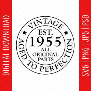 70° compleanno nel 2025 Vintage 1955 Download digitale - 70° regalo di compleanno per uomini e donne, 70° compleanno festa decorazione poster scheda file SVG