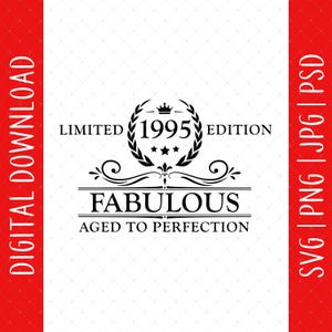 Fabelhafter 1995 Digitaler Download - 30.Geburtstag Geschenkidee für Sie, 30.Geburtstags-Svg, 30.Geburtstag-Dekoration, 30.Geburtstag-Einladung