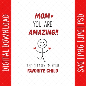 Citação engraçada do dia das mães para download digital - presentes de aniversário para mãe de filha e filho, presentes de dia das mães, pôster de cartão de mãe Svg Cricut Cut File