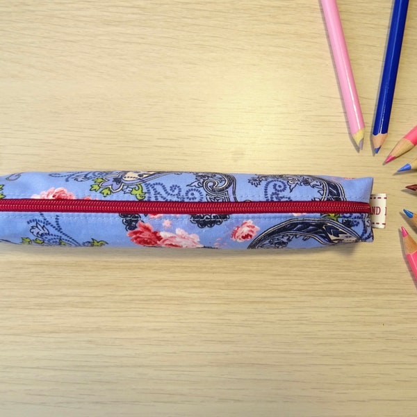 Slim Paisley Floral Pencil Case, Cute Small Pencil Case, Mini Pencil Case, Pretty Floral Accessory, Skinny Pencil Case