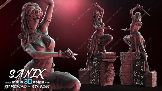The Female Ninja - High Quality 3D Print - FanArt (Un-Painted)