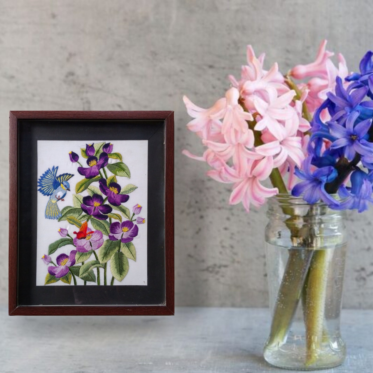 Hand Embroidered Wild Flower Bush Plant Home Decor DIY Etsy