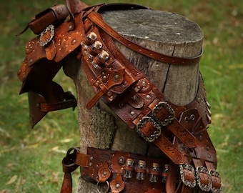 Steampunk alchemist -  Pauldron, Bandolier and Alchemy Belt set