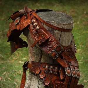 Steampunk alchemist -  Pauldron, Bandolier and Alchemy Belt set