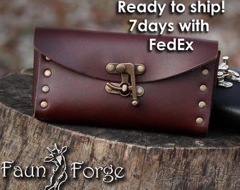 Cell purse, bag for smartphone leather steampunk pouch