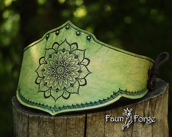 Naira-riem - taillecorset mandala aangepaste gravure - LARP leren kostuum
